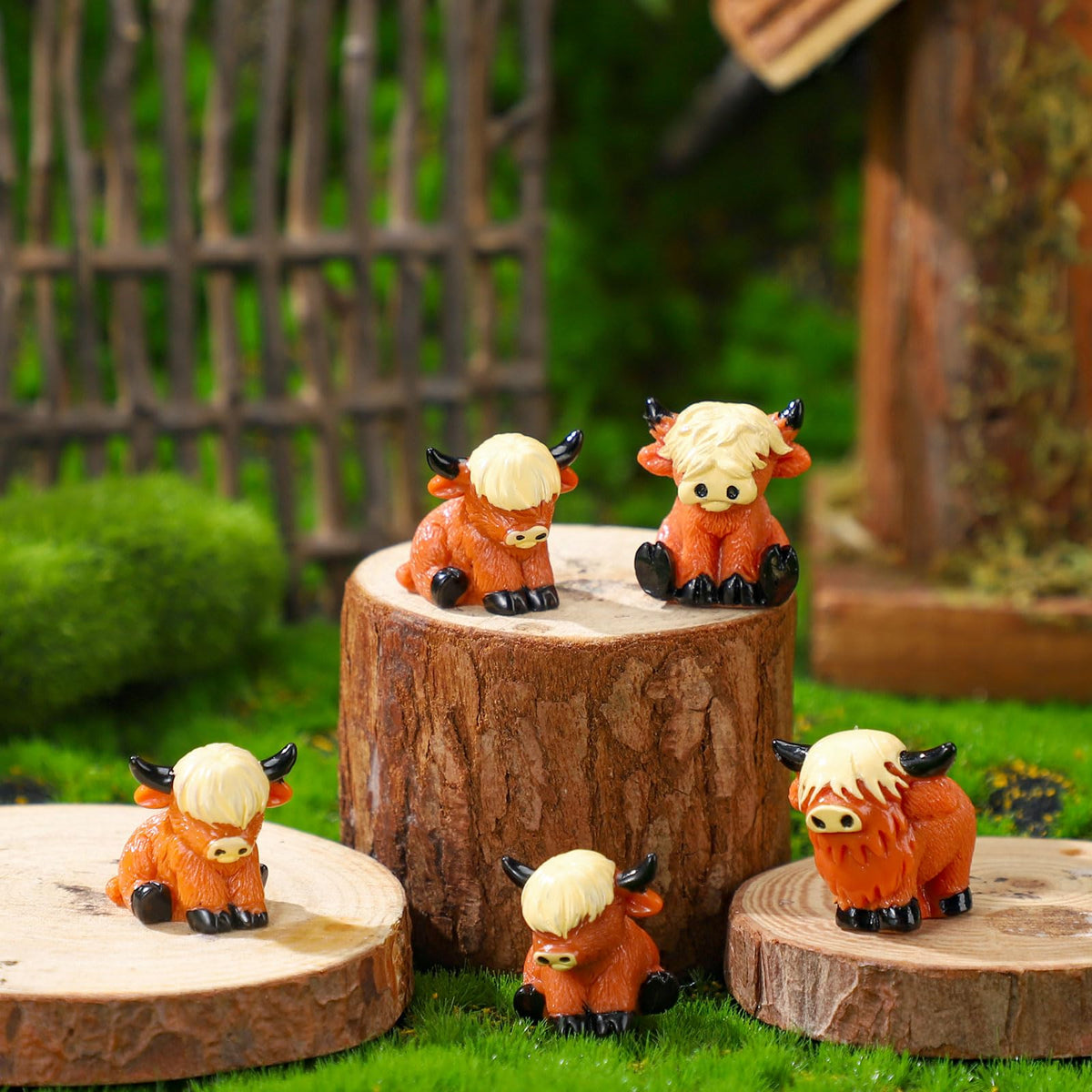 Suzile Highland cow miniatures collection for garden and patio accents