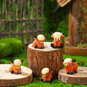 Suzile Highland cow miniatures collection for garden and patio accents