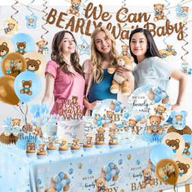Suzkoqo bear tablecloth serving as a soft base for dessert tables.
