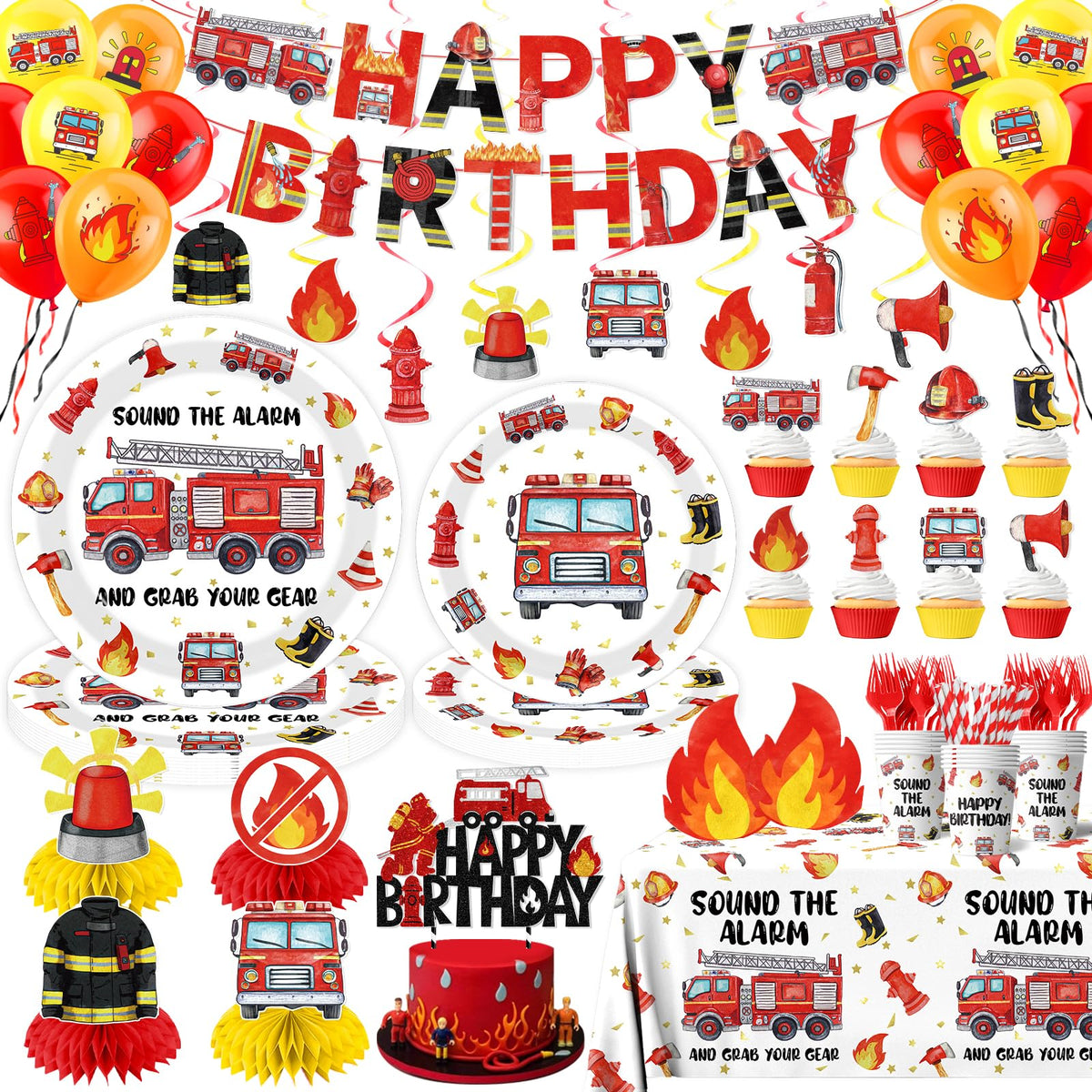 Suzkoqo firetruck banner for birthday party adds visibility and festive mood.