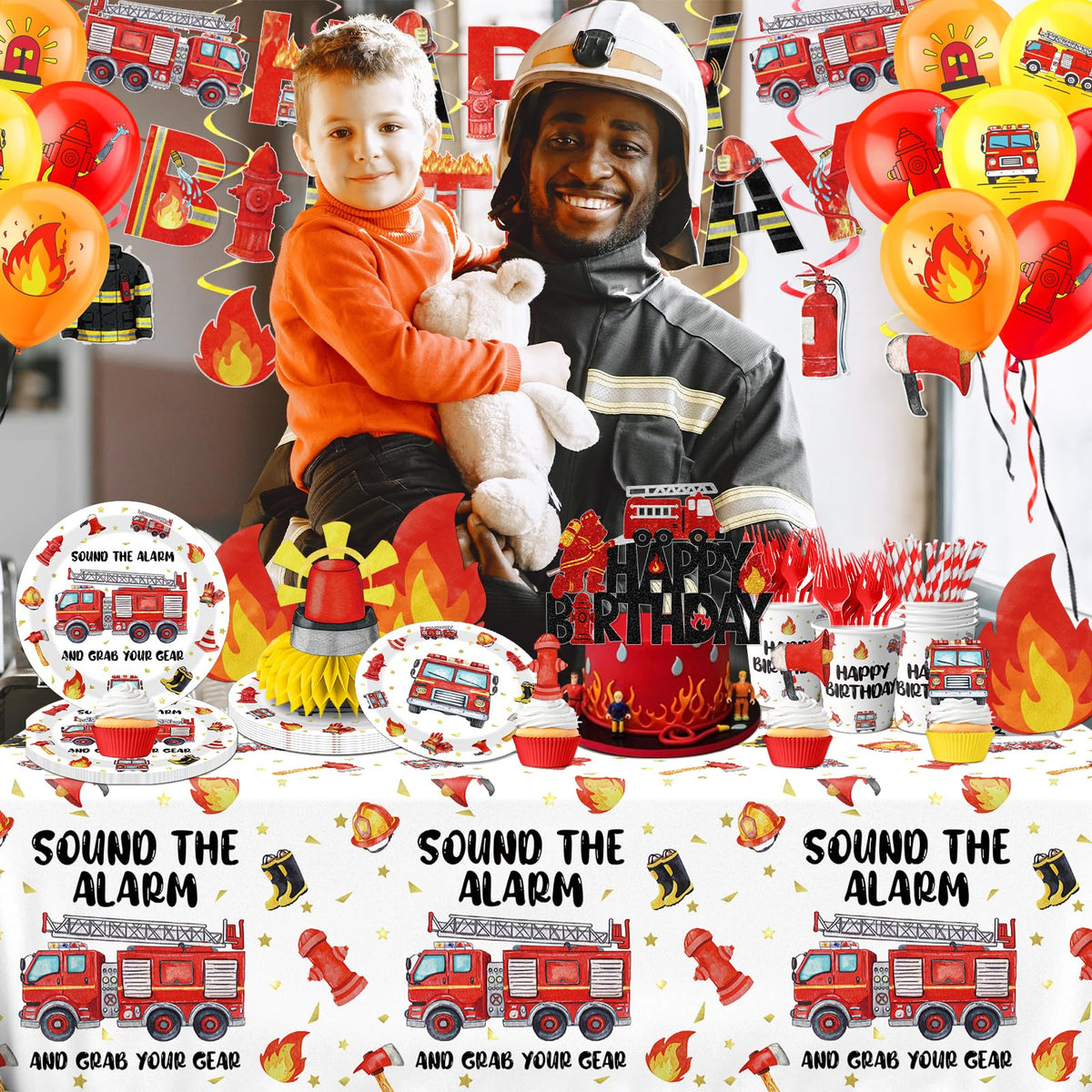 Suzkoqo 7-inch firetruck plates offer sturdy, kid-friendly meals.