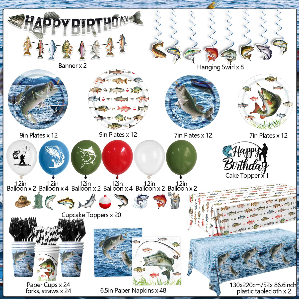 Suzkoqo Fishing tablecloth protects surfaces and enhances nautical mood