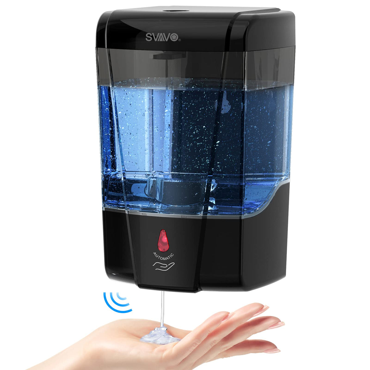SVAVO soap dispenser front view, compact and mess-free
