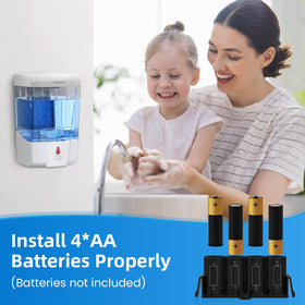 SVAVO battery-powered dispenser runs up to a year on four AA batteries.