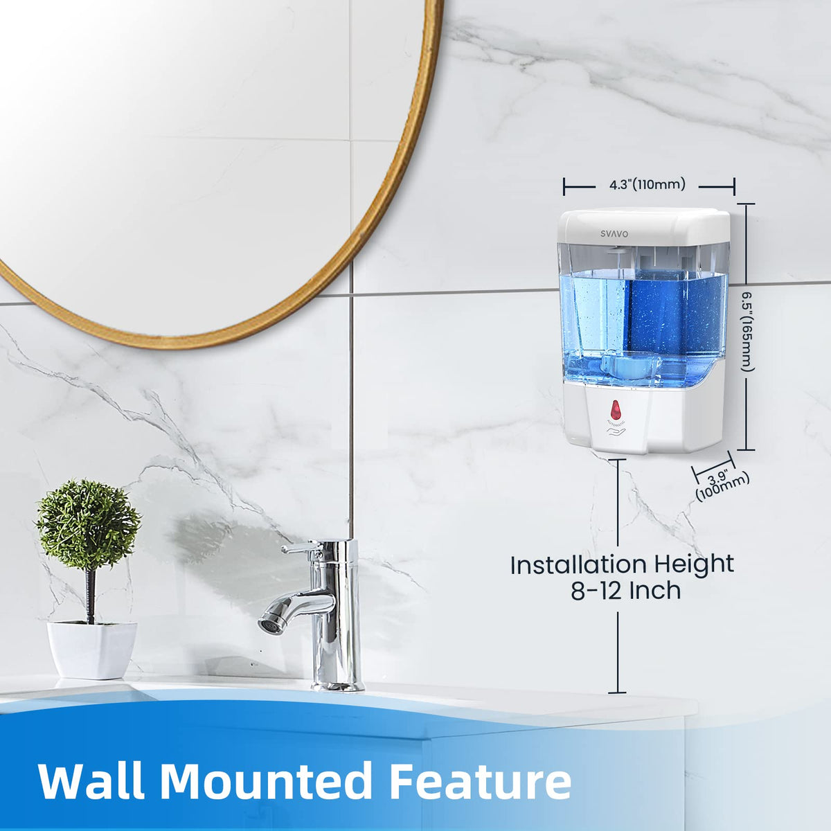 SVAVO non-drip valve prevents soap drips after each dispense.
