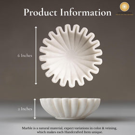 Swadeshi Blessings Marble Ruffle Bowl side view enhances tabletops.
