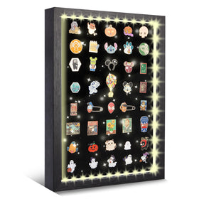 Swakuszy Light Up Pin Display Case front view highlights enamel pins with subtle glow