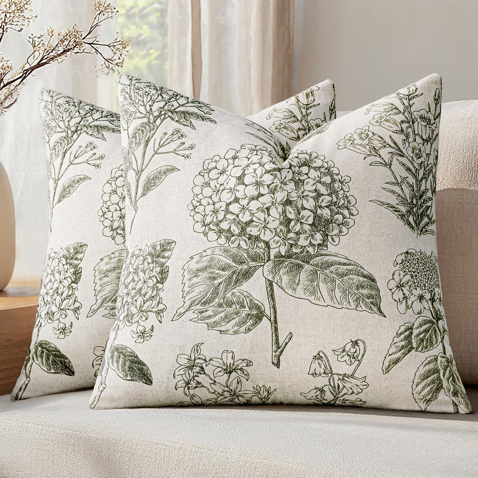 SWANCOCO floral hydrangea pillow cover enhances sofa decor and comfort.