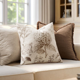 SWANCOCO hydrangea print pillow cover ideal for porch or outdoor seating.