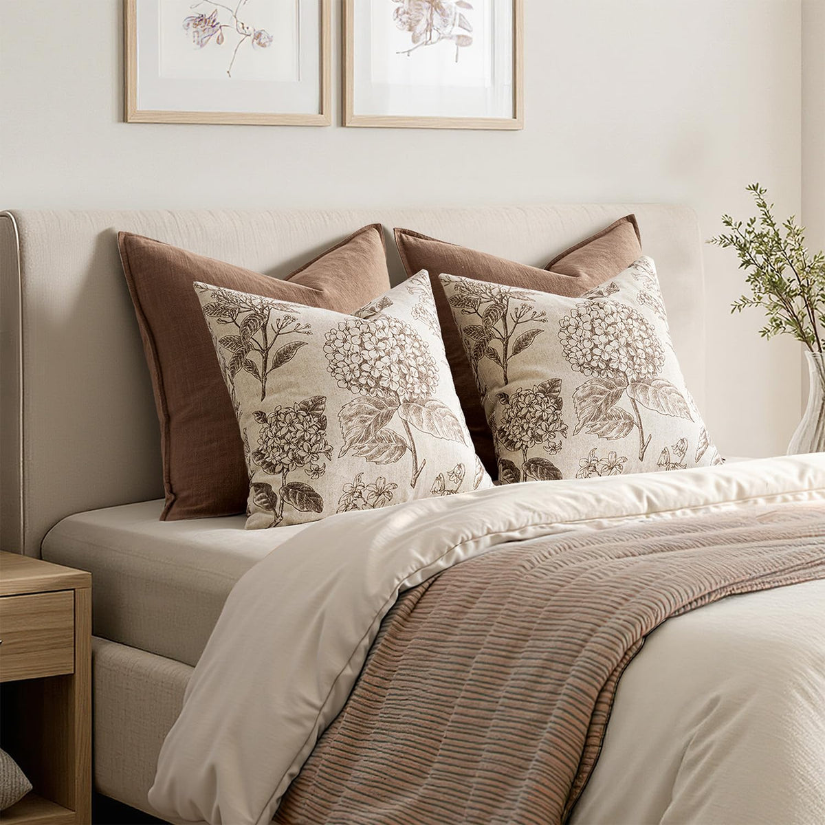 SWANCOCO hydrangea bloom design brightens bedrooms and lounge areas.