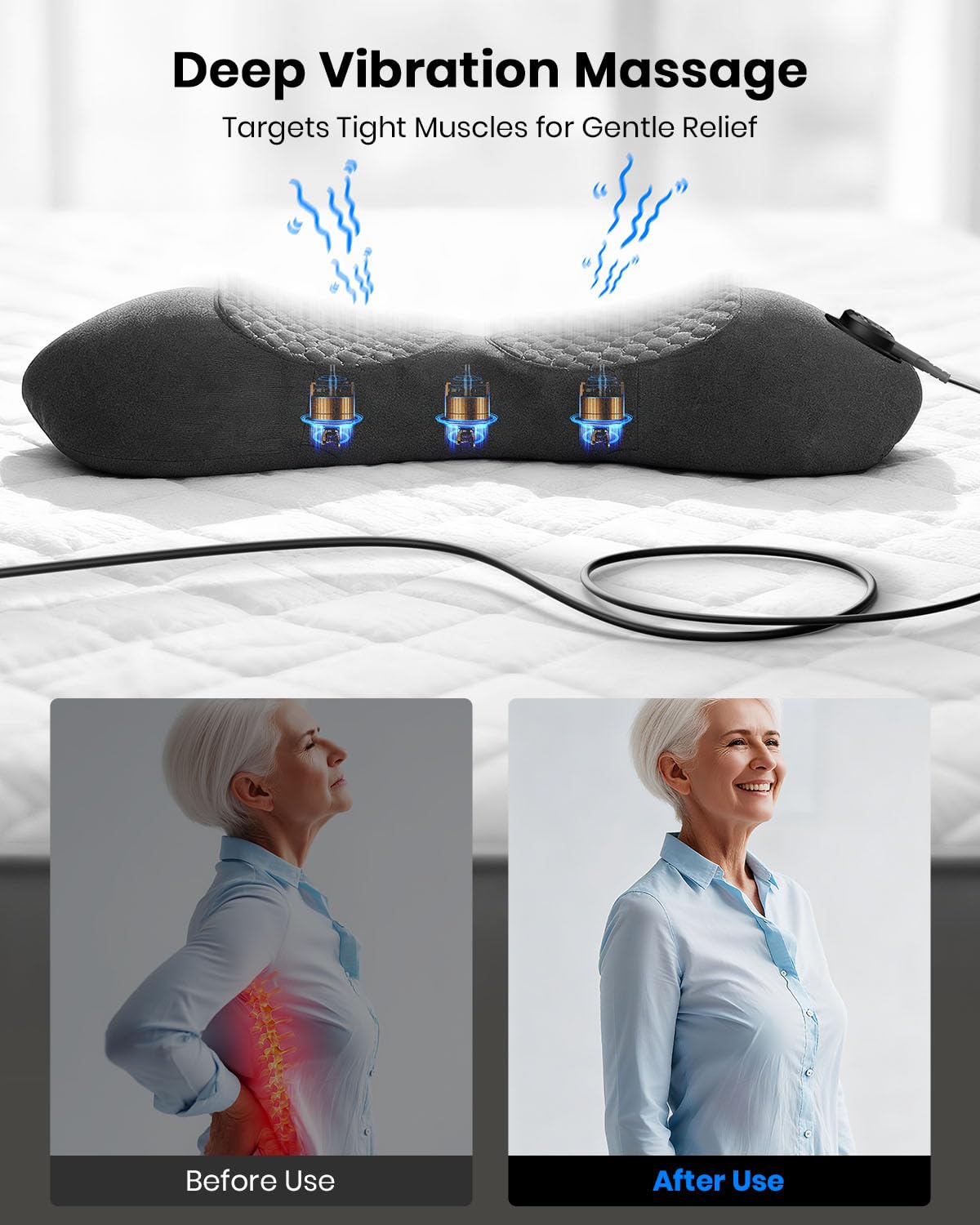 Swancode Triple Fusion Back Massager soft removable cover for easy cleaning.