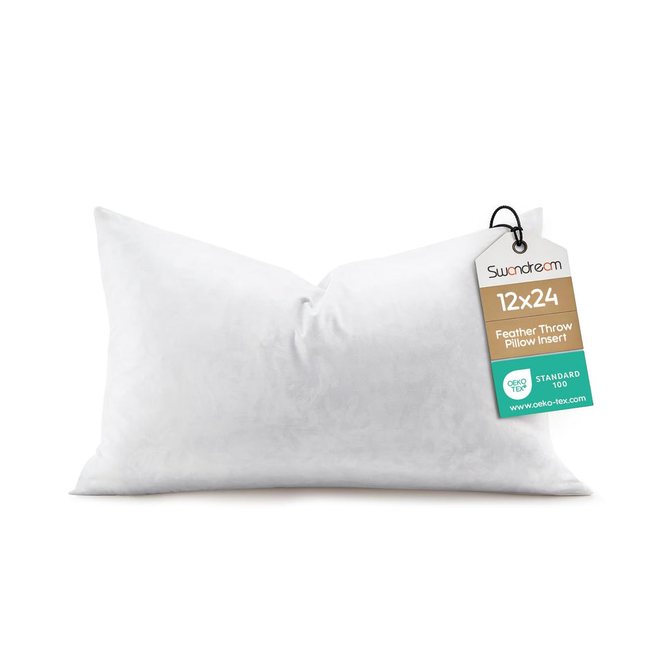 Swandream 12x24 feather lumbar pillow insert fits snugly for a plump decorative look.