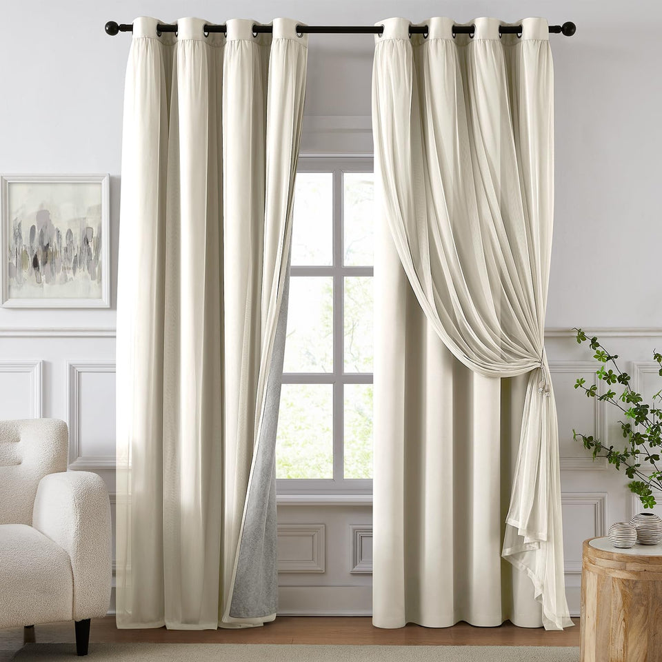 Swandream blackout curtains ivory front view showing full light control and style