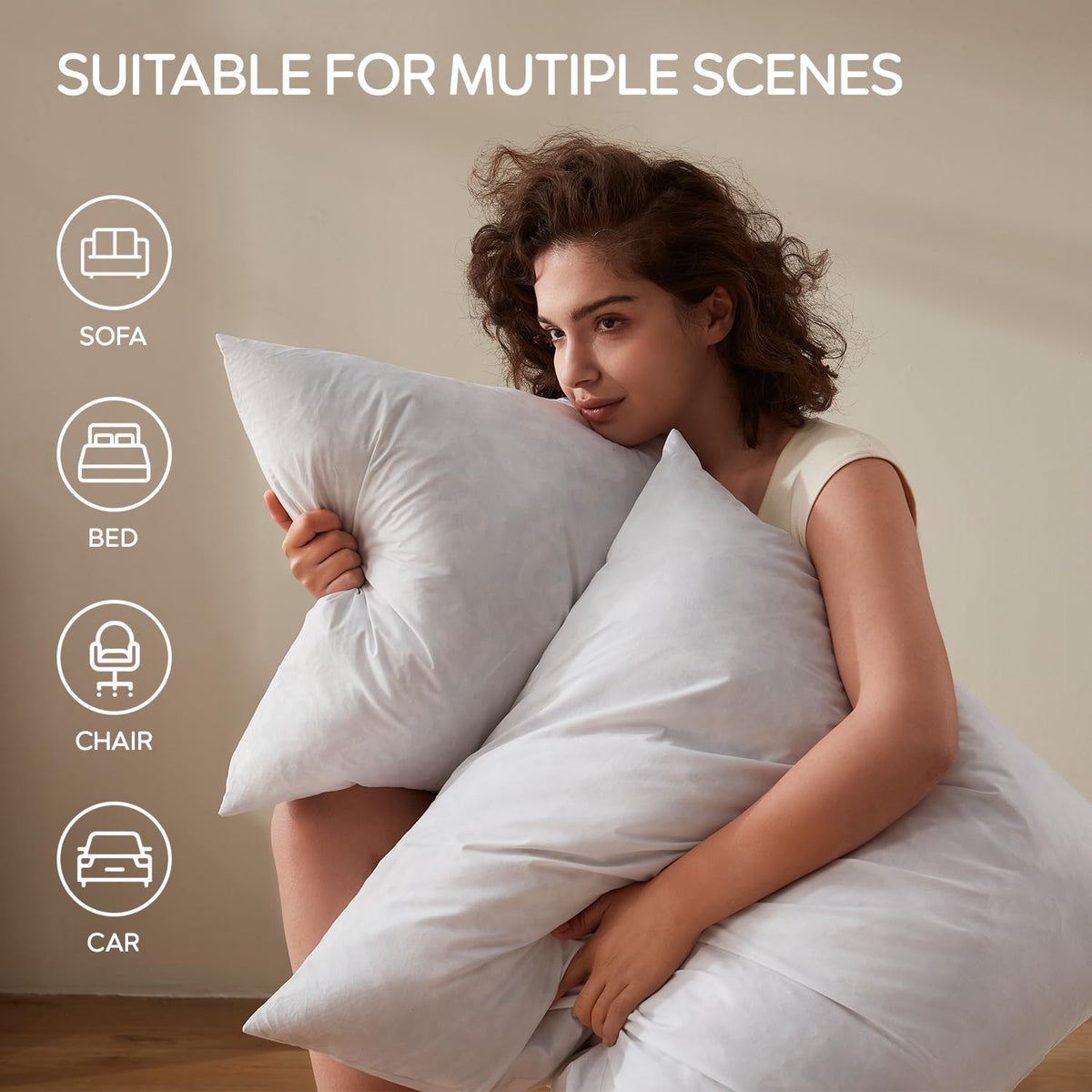 Swandream machine-washable pillow insert, easy care for lasting use.