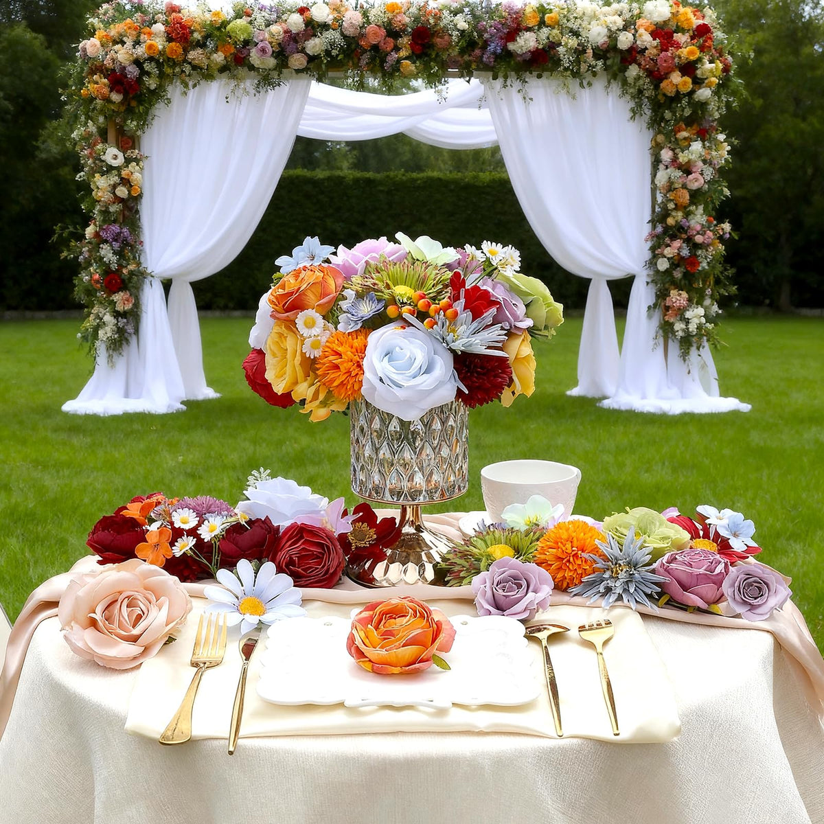 SwanMoon centerpieces kit with assorted artificial flowers for events