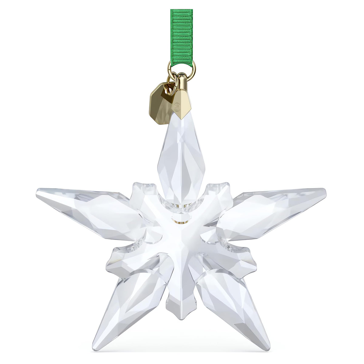 Swarovski crystal star ornament showing 170 facets for luminous reflections.