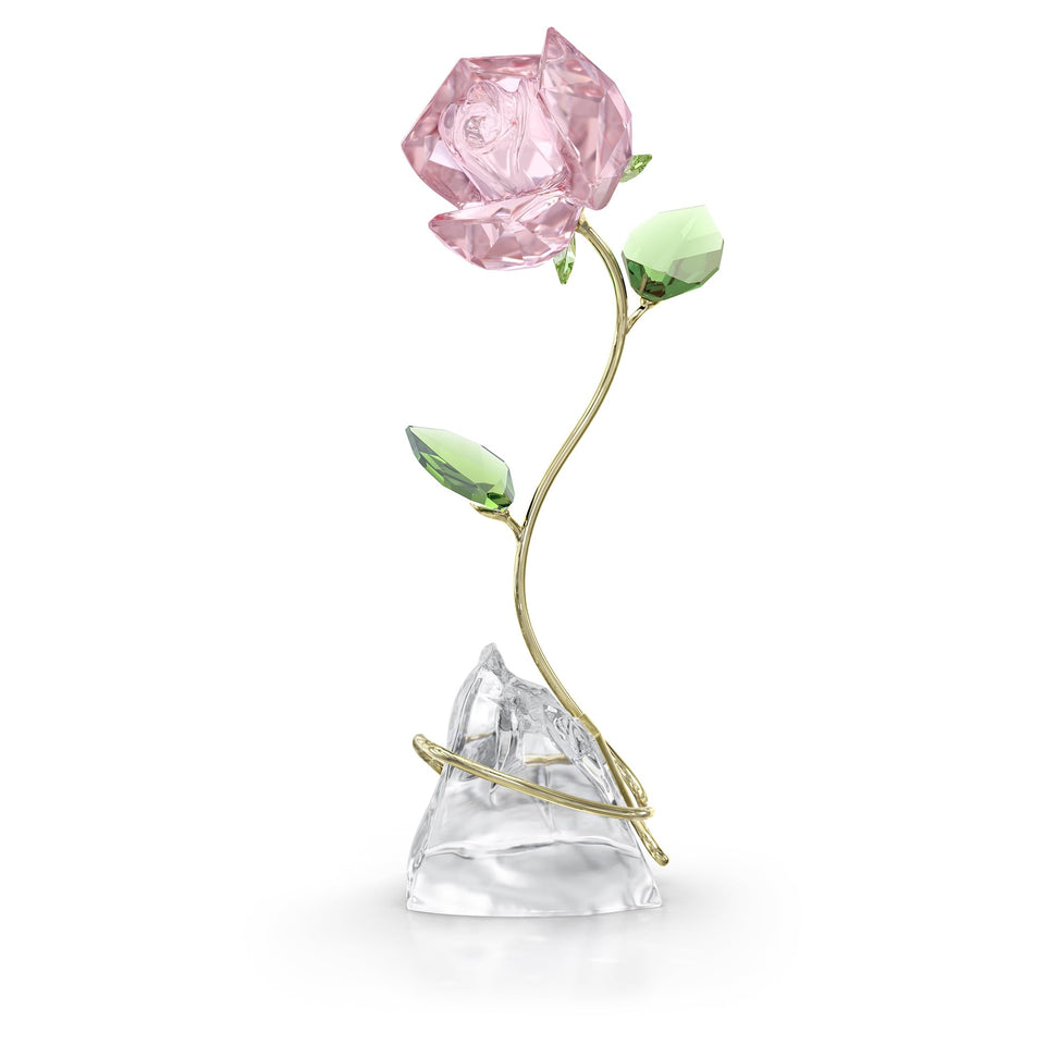 Swarovski Florere Rose figurine with pink crystal petals for elegant home décor