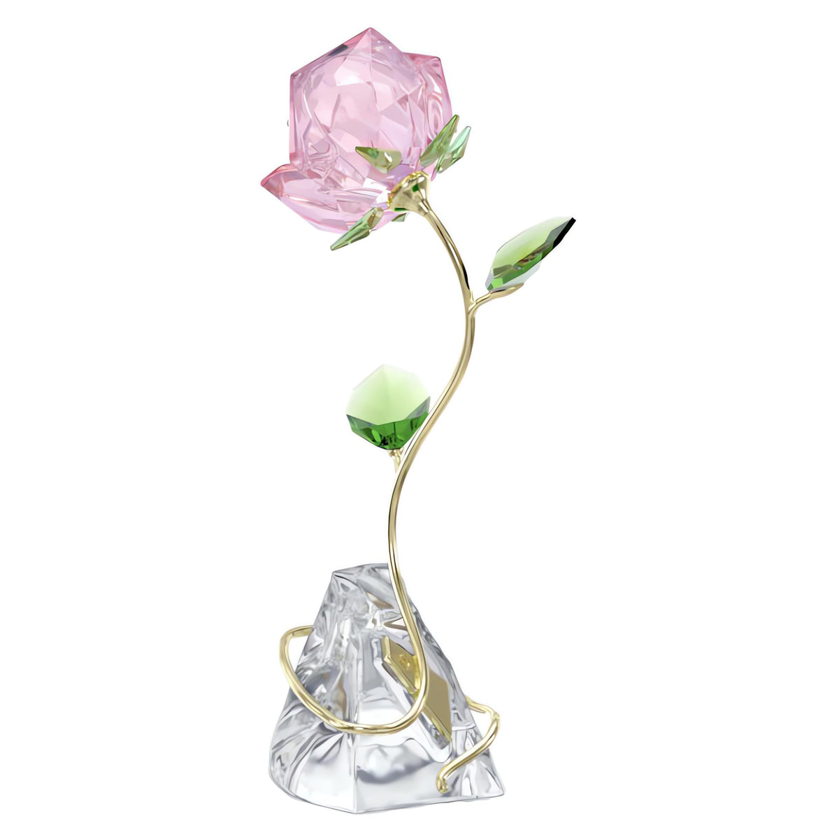 Swarovski Florere Rose with gold-tone stem for refined shelf display