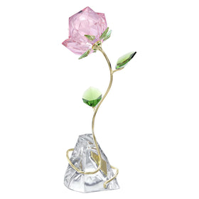 Swarovski Florere Rose with gold-tone stem for refined shelf display
