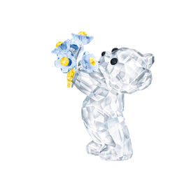Swarovski Kris Bear Forget-Me-Not figurine with dazzling facets for refined home decor.