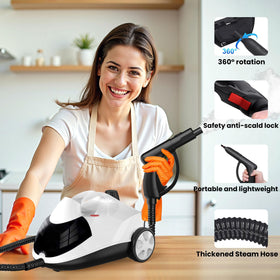 Sweepcent Steam Cleaner leaves streak-free windows using gentle steam.