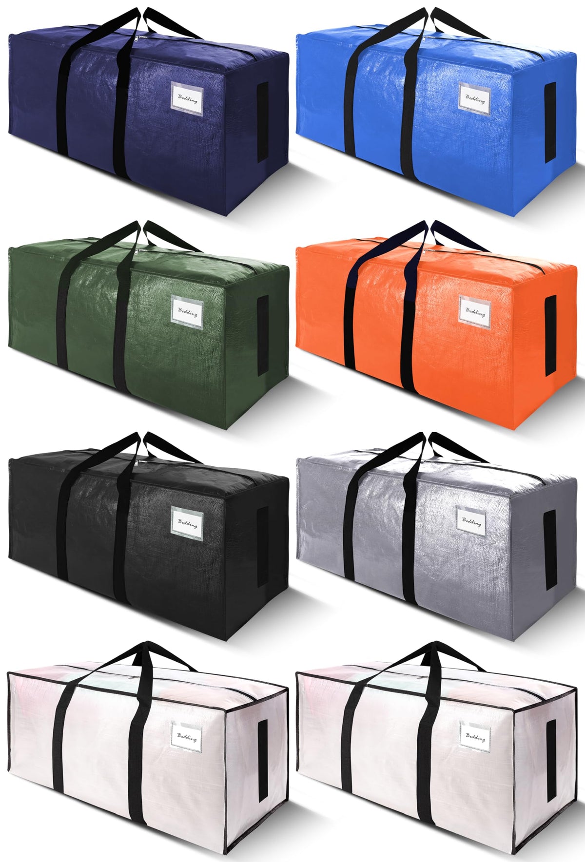 Sweet Dolphin 8-pack bags fold-flat for compact storage and easy moving.