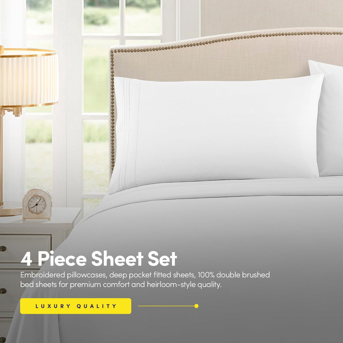 Sweet Home Collection 1500 Supreme embroidered pillowcase with triple-line detail