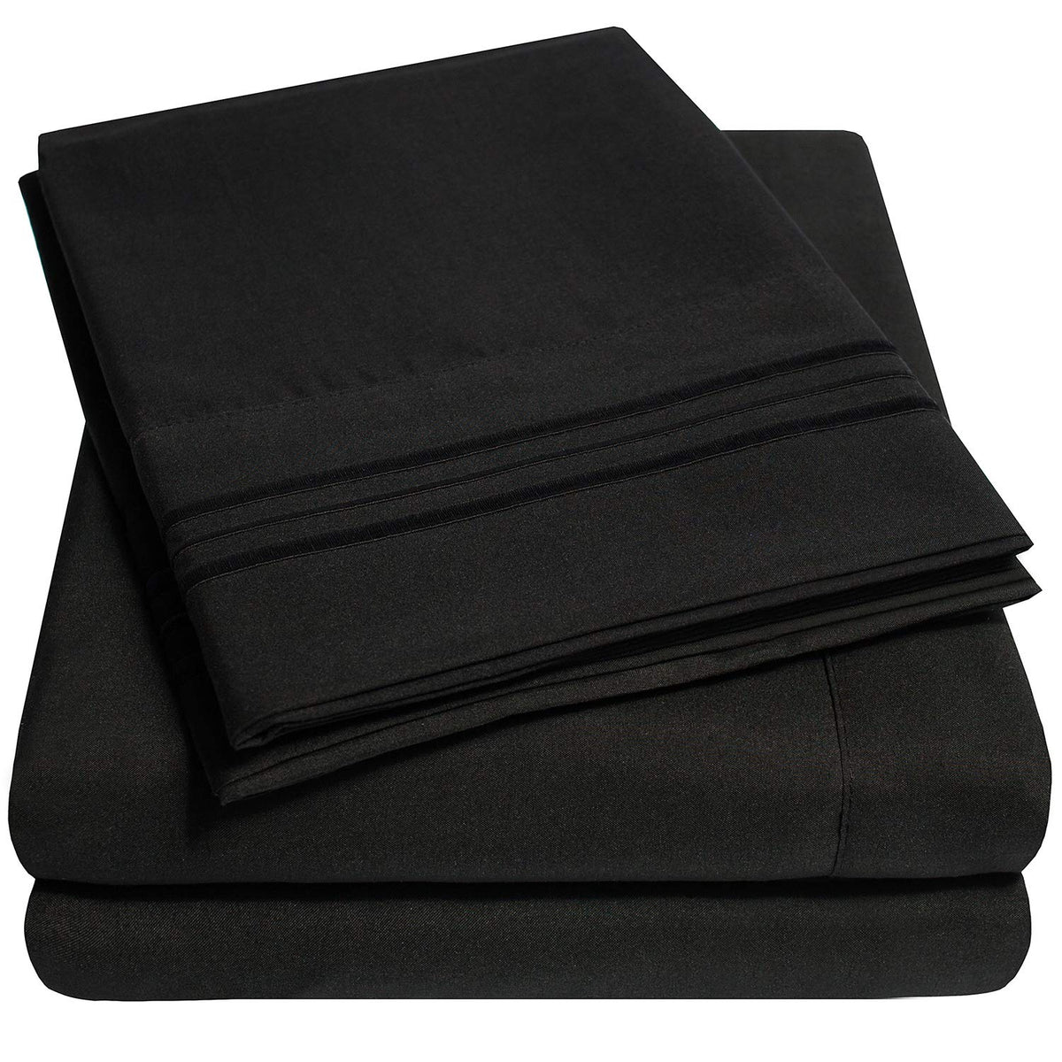 Sweet Home Collection 1500 Supreme black full sheet set close-up weave—soft, durable nights.