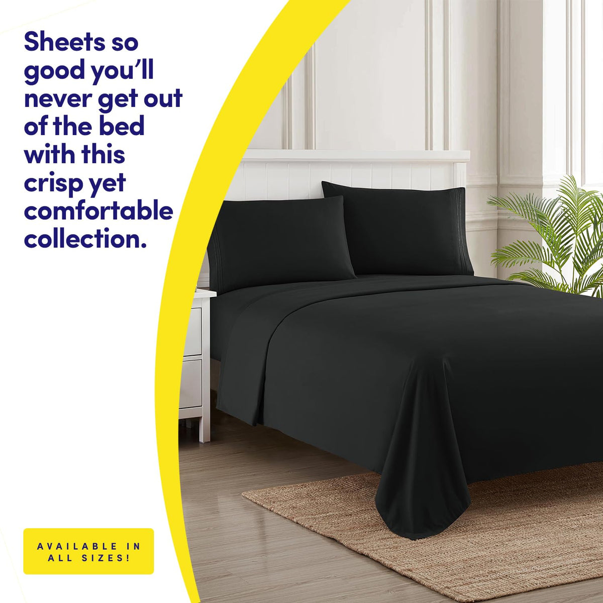 Sweet Home Collection fitted sheet with elastic corner straps providing stay-in-place fit.