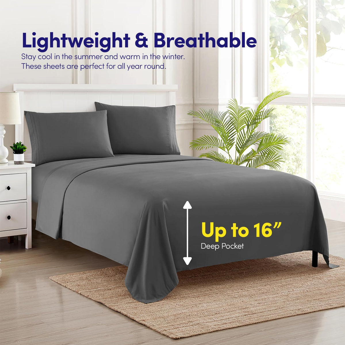 Sweet Home Collection 1500 Supreme gray bedding set is ideal for daily use and guest rooms.