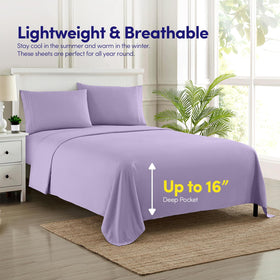 Sweet Home Collection bed-on-display with lavender sheets