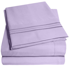 Sweet Home Collection lavender full sheet flat view shows soft, luxurious fabric