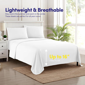 Sweet Home Collection 1500 Supreme king size bed with white bedding creates fresh decor