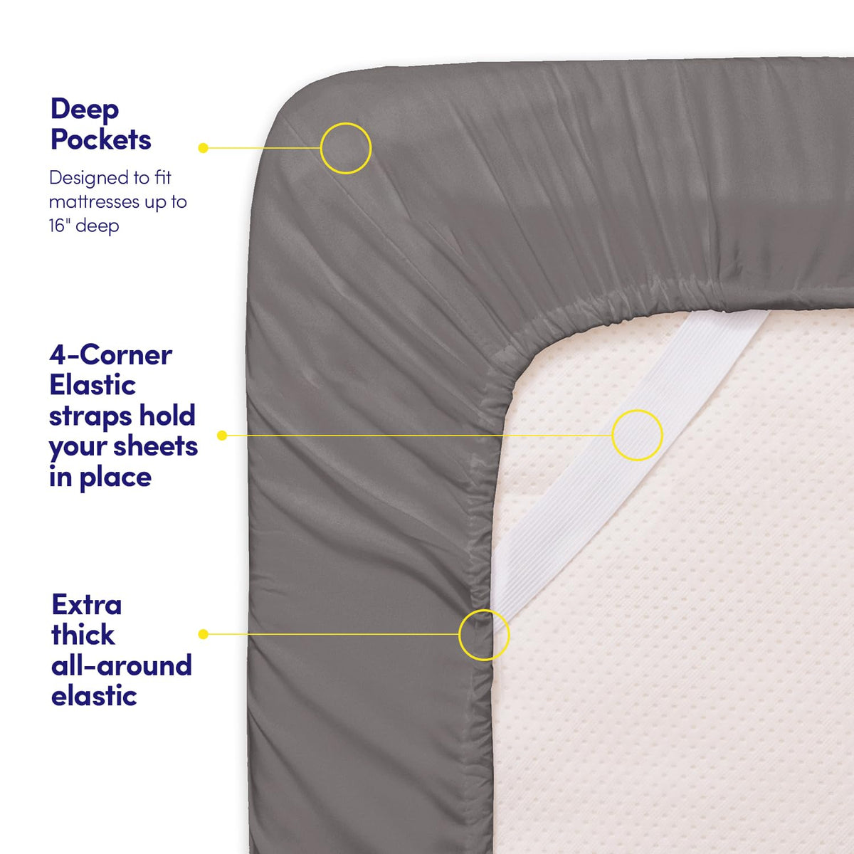 Sweet Home Collection 1500 Supreme King deep pockets fit up to 16 inches.
