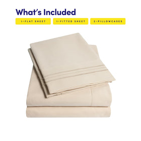 Fitted sheet close-up highlights elastic corner straps for secure fit