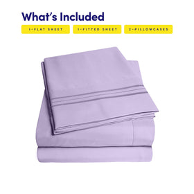Sweet Home Collection 1500 Supreme lavender pillowcases with triple-line embroidery.