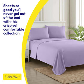 Sweet Home Collection 1500 Supreme queen fitted lavender sheet with stay-put straps.