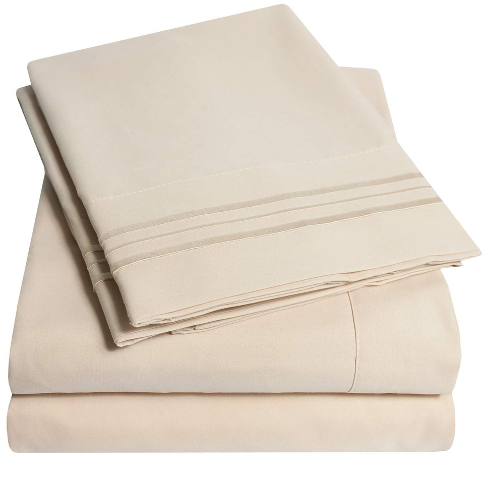 Sweet Home Collection 1500 Supreme queen fitted sheet with elastic corner straps for stay-put fit.
