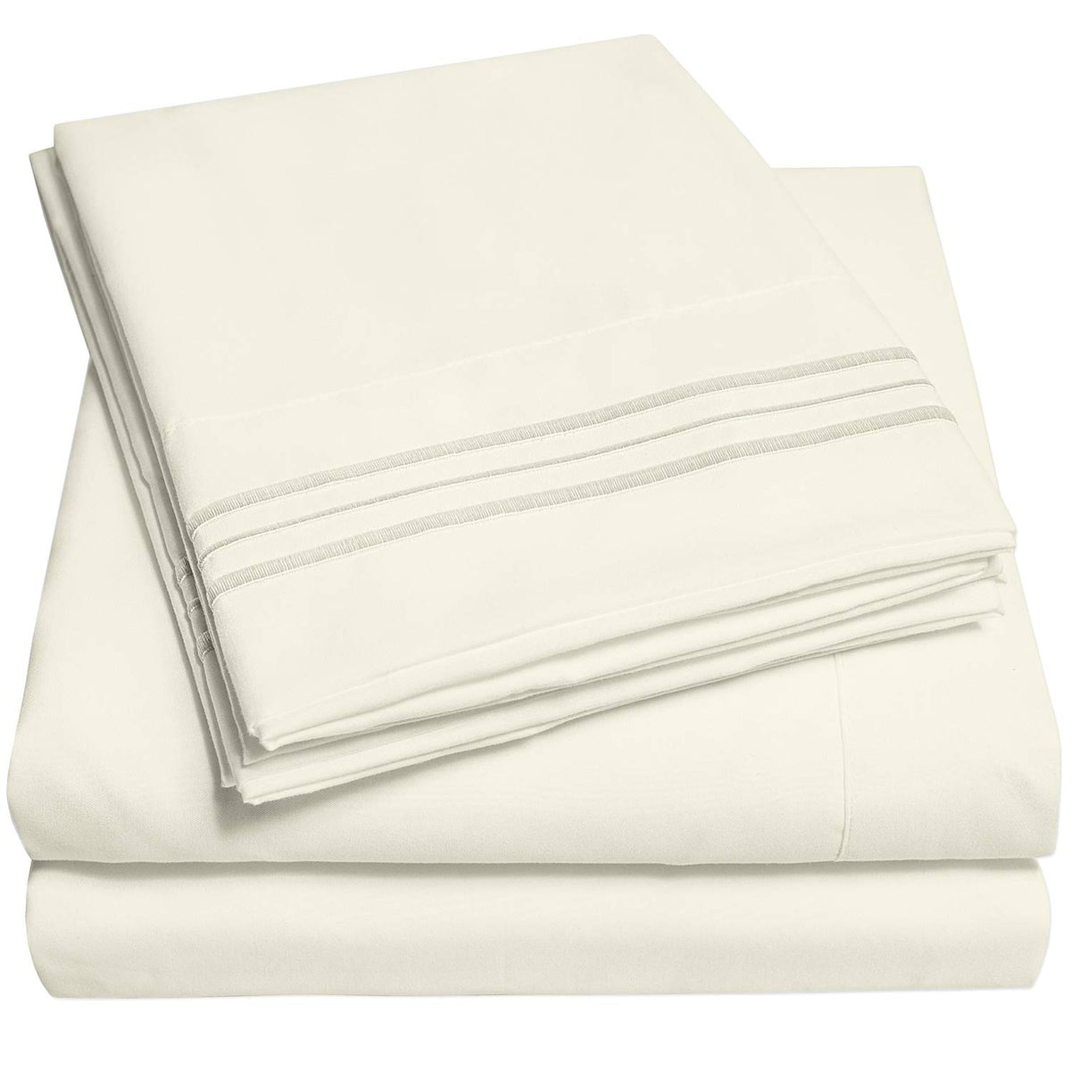 Sweet Home Collection 1500 Supreme Queen Ivory Sheet Set on a bed with hotel-like luxury.