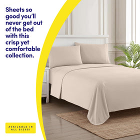 Sweet Home Collection 1500 Supreme queen sheet set in beige cream offers ultra-soft breathability.