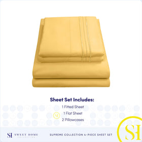 Sweet Home Collection 1800 Supreme queen sheets set displayed on bed