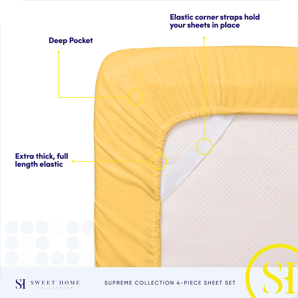 Sweet Home Collection 1800 Supreme queen sheets yellow bedroom brightening space
