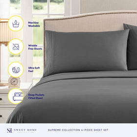 Sweet Home Collection 1800 Supreme gray sheets feel ultra soft and cooling