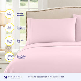 Sweet Home Collection 1800TC fitted sheet in pale pink for secure deep-pocket fit