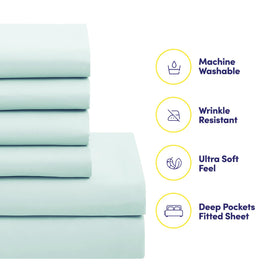 Sweet Home Collection all-season brushed microfiber sheets provide breathable comfort year-round.