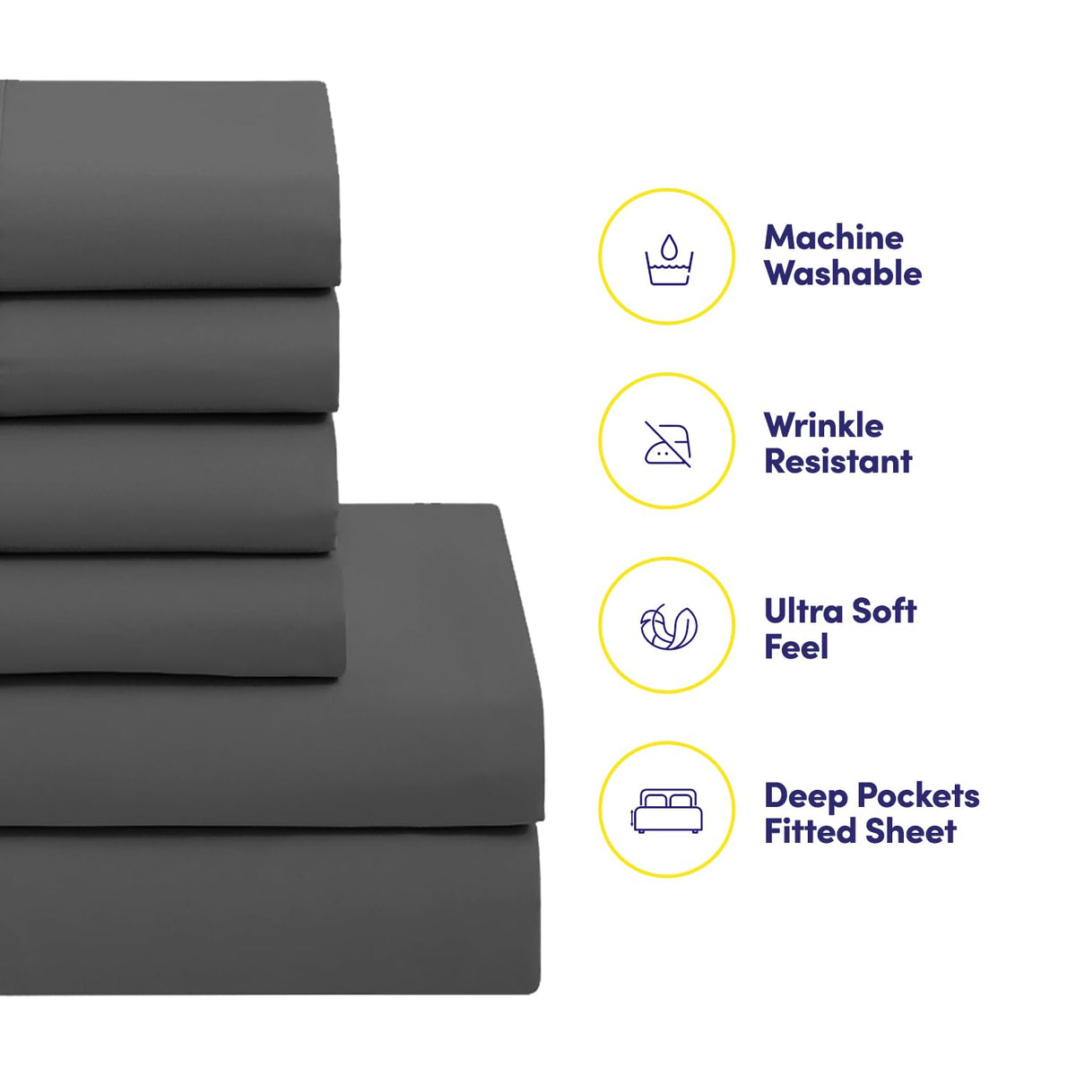 Sweet Home Collection bed-in-a-bag gray flat sheet detail emphasizing softness and breathability