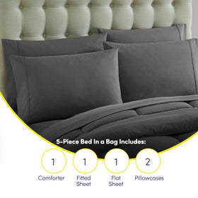 Sweet Home Collection bed-in-a-bag gray room shot suggesting a cozy, ready-to-sleep bedroom