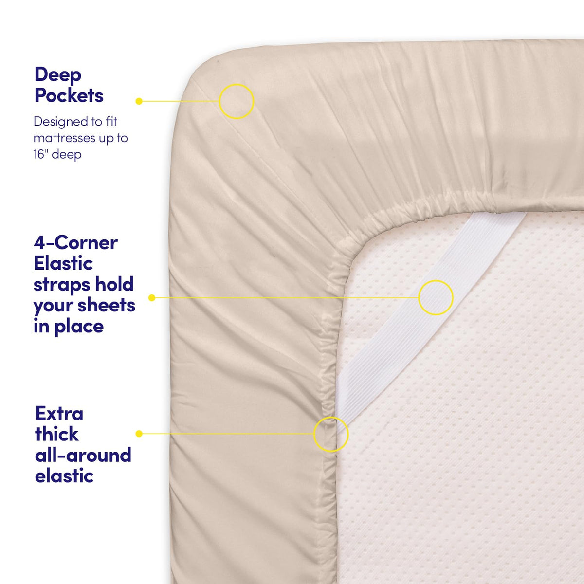 Pillowcases with triple-line embroidery add a touch of luxury.