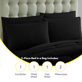 Sleek black bedding design suitable for modern or classic bedroom styles.