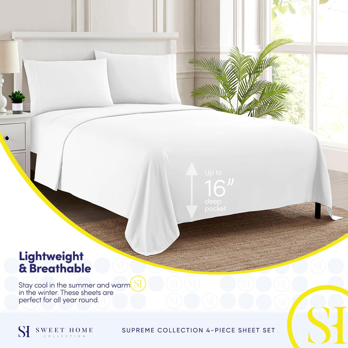 Sweet Home Collection built-in elastic corner straps for secure fitted sheets